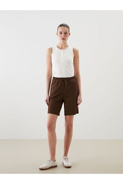 LC Waikiki Brown Women's Shorts with Elastic Waist
