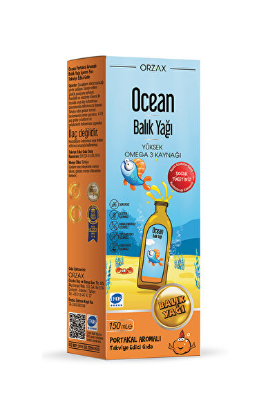 Ocean Orzax Balık Yağı Şurubu Portakal Aromalı 150 ml - Çocuklar İçin Omega 3
