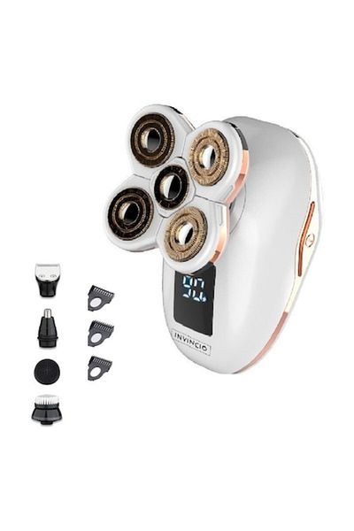 INVINCIO Aparat Ras Invincio, Multifunctional 5 in 1 pentru fata cap si corp, functie utilizare sub dus, wate