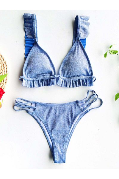 WildFashion Costum de baie in 2 piese model cu sclipici si volanase SW2303-411