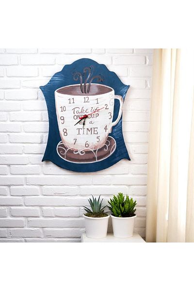 Decoratiuni Vintage Casa Retro Cup wall clock, hand painted, height 40 cm