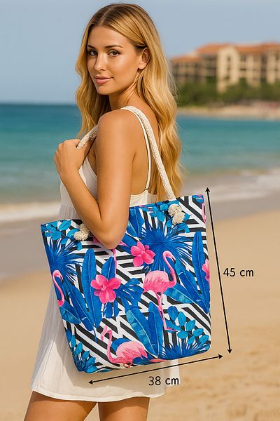 MESCHAIN Geantă mare de plajă cu modele tropicale colorate |   Geantă de umăr impermeabilă, ușoară și durabilă