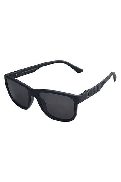 Globalport Retail Men's sunglasses, polarized UV400, black plastic frame, smoked lenses, classic model