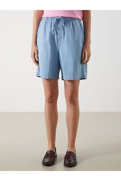 LC Waikiki Indigo Women's Jean Shorts with Elastic Waist