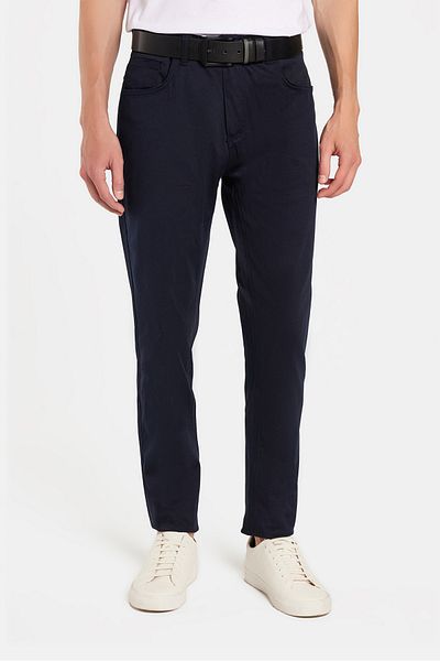 Tudors Ανδρικό παντελόνι με κανονική εφαρμογή Casual Cut Canvas Navy Blue
