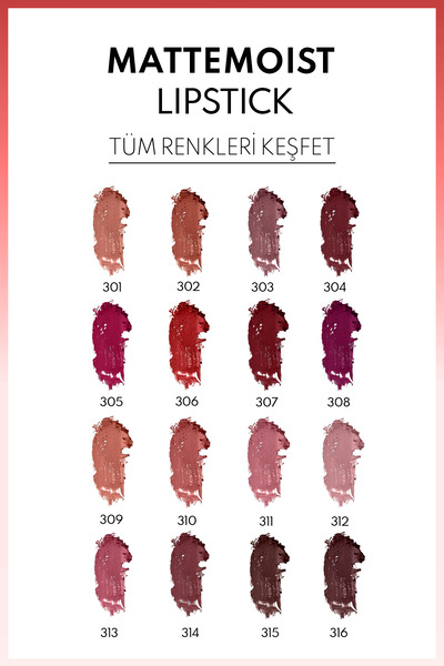 NOTE Mattemoist Lipstick Mat Bitişli Ruj 306 Miss Blossom - Kırmızı