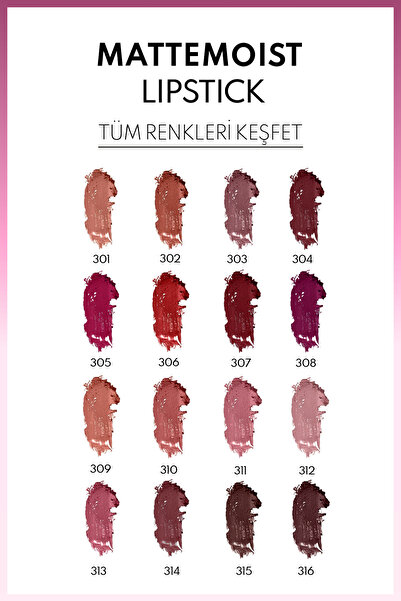 NOTE Mattemoist Lipstick Mat Bitişli Ruj 308 Brand - Koyu Mor