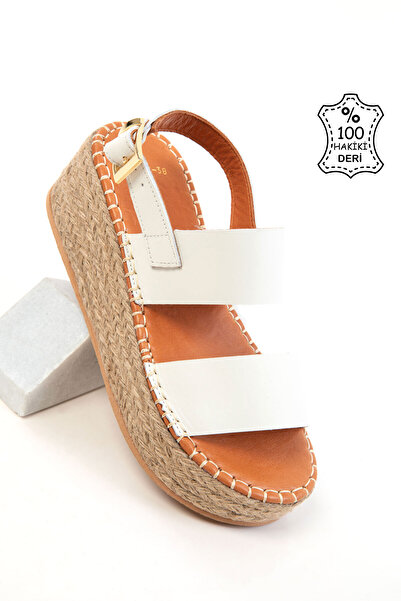 SOHO Weiße Damensandalen aus echtem Leder 20683