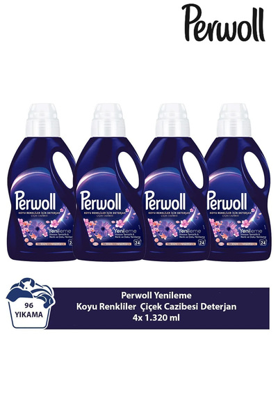 Perwoll Sıvı Deterjan Koyu Renkliler Çiçek Cazibesi 4x1.32L – 96 Yıkama Ferah...