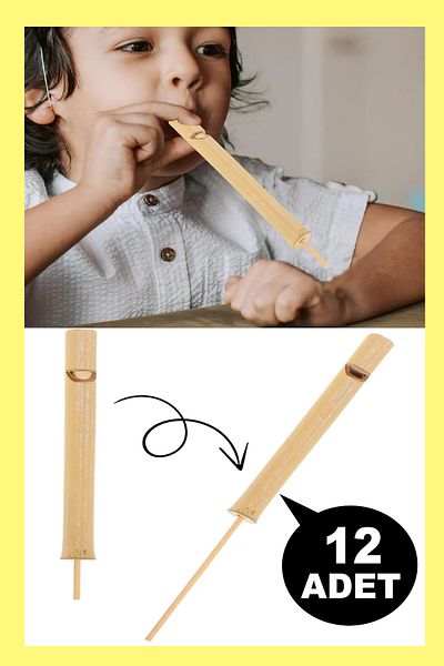 Hyd 12 Pcs Toy Bamboo Bird Tongue Whistle Karne Gift Healthy Woodwind Instrument Birthday Gift Flute