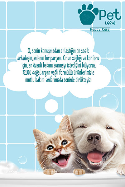 Pet Love Kediler Ve Köpekler Için Şampuan Okyanus 500 ml 100% Doğal Argan Yağlı