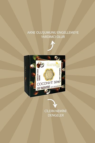 Naturix Coconut Soap 125 g |   Skin Refreshing, & Anti Blackhead