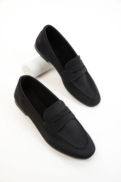 SOHO Black Suede Women's Loafer Shoes 20692