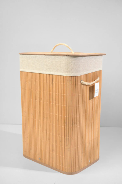 ANATOLİEN CONCEPT Bambu Dikdörtgen Kirli Çamaşır Sepeti Katlanabilir 44x39x62CM