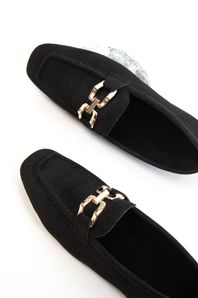 SOHO Black Suede Women's Loafer Shoes 20691