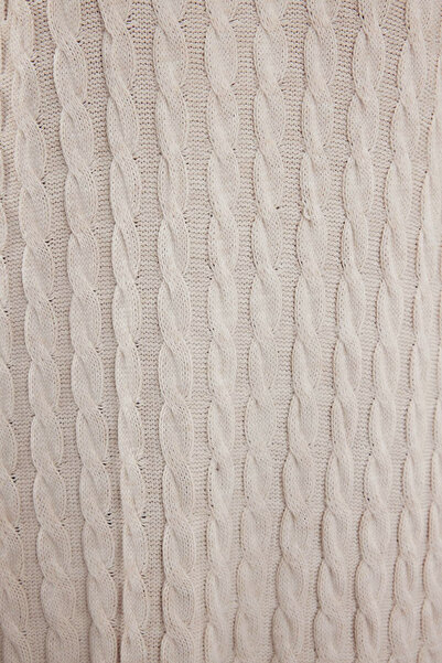 Trendyol Collection Beige Maxi Knitwear Hair Braided Wide Fit Long Dress Twoaw25El00078