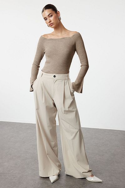 Trendyol Collection Mink Carmen Collar Knitwear Sweater Twoaw22Kz2218