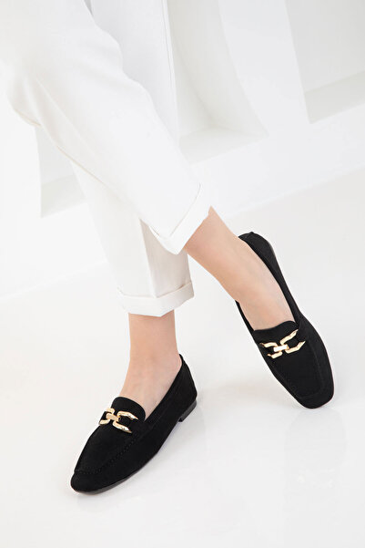 SOHO Siyah Süet Kadın Loafer Ayakkabı 20691