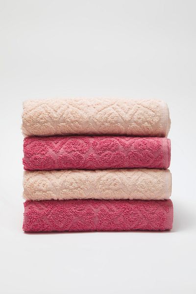 Trendyol Collection Σετ 2 Πετσέτες Προσώπου Dusty Rose & 2 Ανοιχτό Ροζ Ζακάρ 50x80 cm