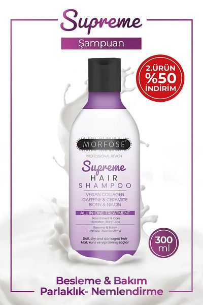Morfose Supreme Vegan Hair Shampoo with Collagen Caffeine 300 ml