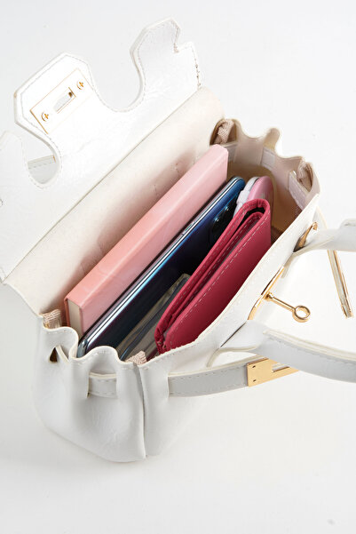 Vivaq Жіноча сумка білого кольору з чарівним дизайном, застібкою-замком, ручкою та ременем через плече