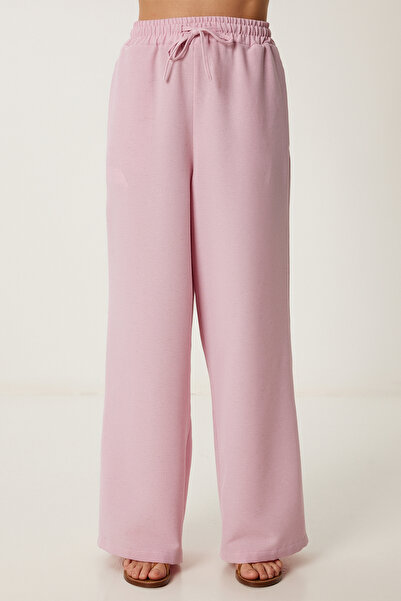 Happiness İstanbul Women's Candy Pink Wide Leg Linen Trousers Dp00261