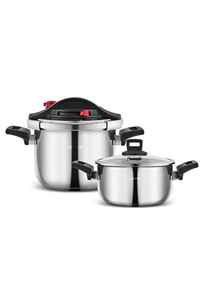 Karaca Vitola Indüksiyon Tabanlı Düdüklü Çelik Tencere Seti 4+6 Litre