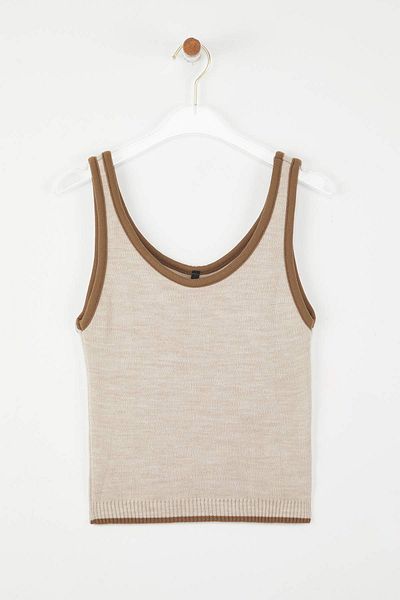 Trendyol Collection Beige Blocked Knitwear Cardigan - Twoaw25Hi00058