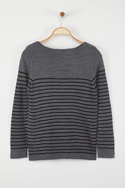 Trendyol Collection Anthracite Basic Striped Knitwear Sweater Twoaw23Kz01846