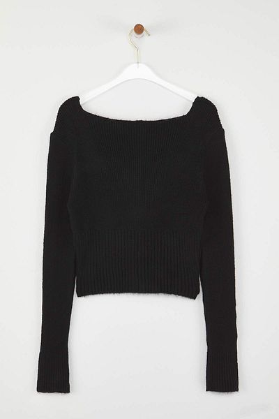 Trendyol Collection Black Crop Top Knitwear Cardigan (Twoaw25Hi00178)