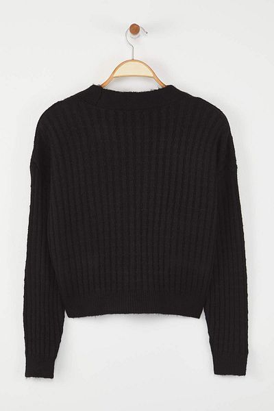 Trendyol Collection Black*001 Soft Textured Striped Knitwear Cardigan Twoaw23Hi00266