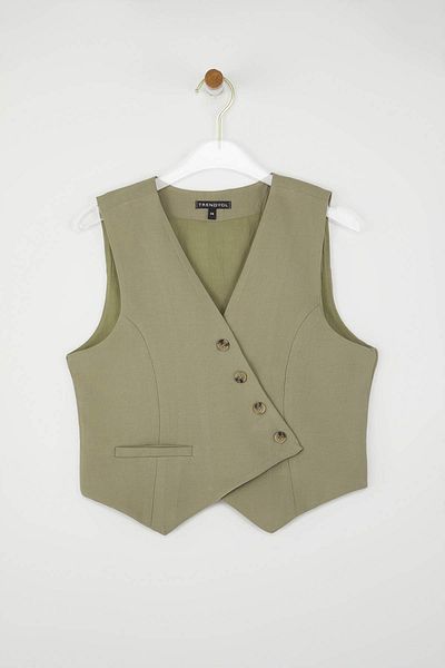Trendyol Collection Khaki Fitted Vest Twoss25Ye00122