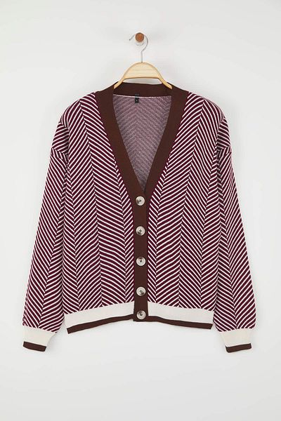 Trendyol Collection Brown Wide Fit Knitwear Cardigan Twoaw22Hi0511