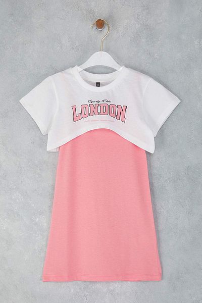 TRENDYOLKIDS Ροζ κοντό / Μίνι πλεκτό φόρεμα TKDSS25EL00095