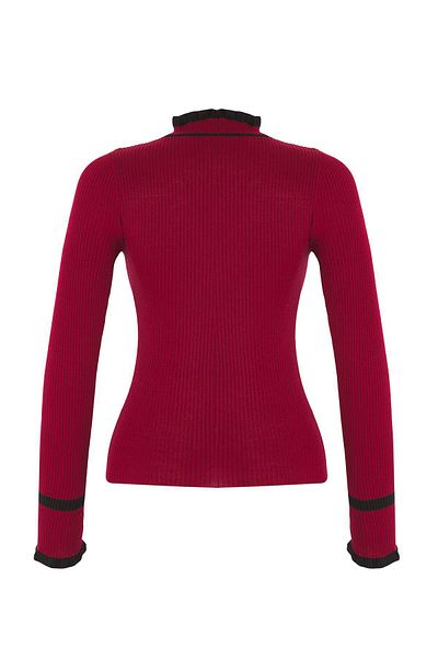Trendyol Collection Burgundy Color Blocked Knitwear Sweater Twoaw22Kz1250