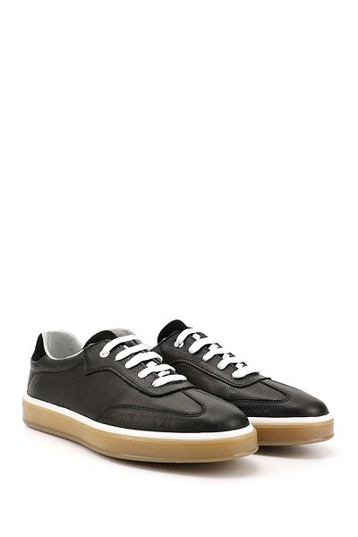 GÖNDERİ(R) Men's Black Lace-Up Genuine Leather Comfort Sneaker