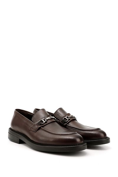 GÖNDERİ(R) Men's Brown Buckle Genuine Leather Loafer Shoes