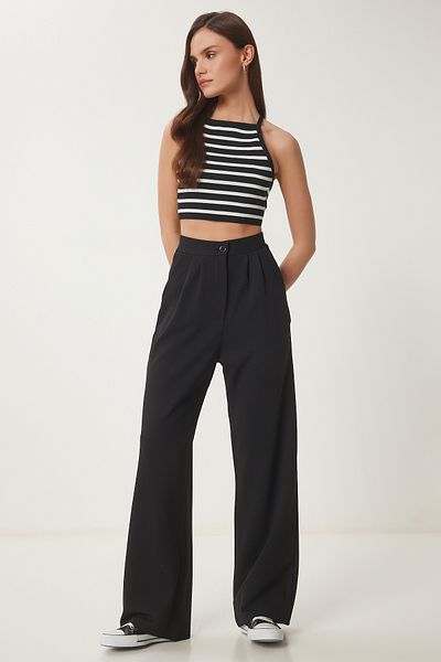 Lovelyİstanbul Black Lycra Comfortable Palazzo Trousers - Lrv0019