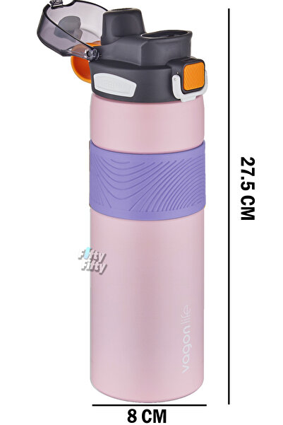 Vagonlife Çelik Termos 800 ML Büyük Boy Tek Kapak Çift Kullanım Pipetli/Rahat İçim Kaydırmaz Gövde