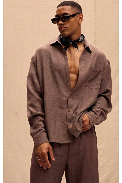 King Brothers Men's Beige Slim Fit Shirt Set - Linen Blended