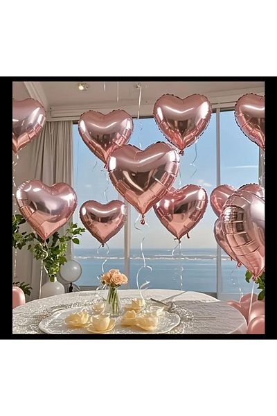 Deniz Party Store Heart Foil Balloon 5 Pieces 45 cm Rose Gold Color