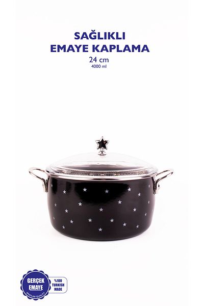 EMAYlab Star Enamel Star Patterned Fryer/Frying Pot (24Cm-4Litre)