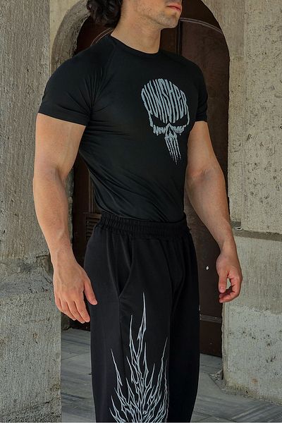 Liber Punisher - T-shirt συμπίεσης (ΜΑΥΡΟ)