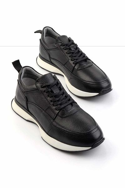 Bambi Black Floater Genuine Leather Men's Sneaker E 01585748540