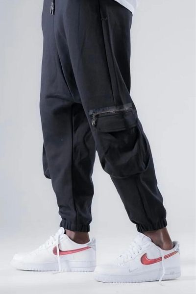 Superbluemexico Ανδρικό παντελόνι Cargo Pocket Black Jogger Baggy