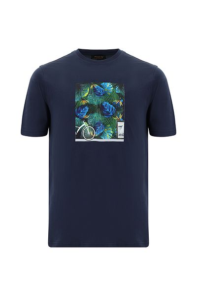 Abdullah Kiğılı Crew Neck Regular Fit Printed Cotton T-Shirt