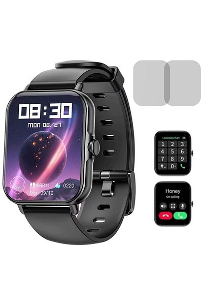 Smart Vibe Smartwatch DT™ WATCH XII Always ON Display 1.9" Borderless 4D Assistive Touch, Bluetooth Call, Black