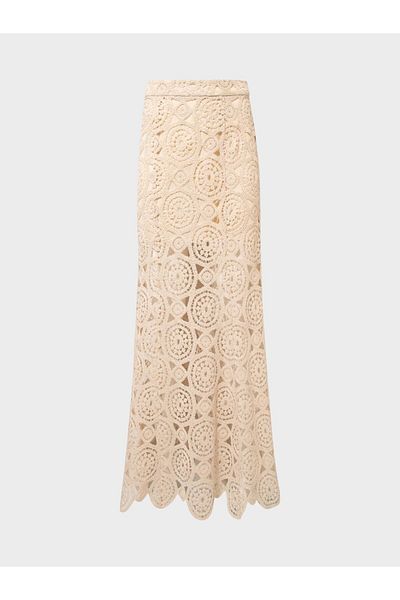 RİVUS Maxi Length Lace Skirt - Beige