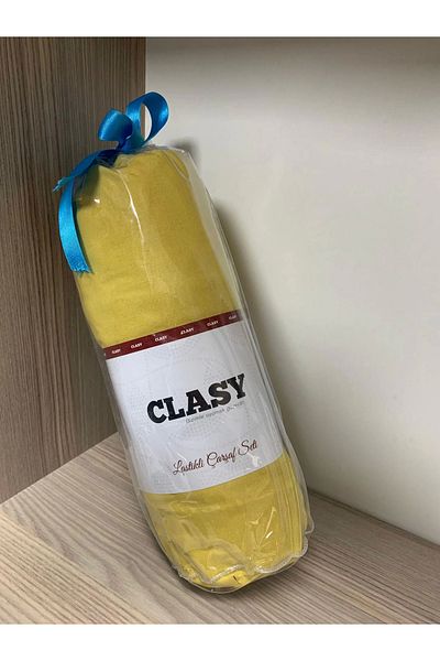 Clasy Ranforce Fitted Sheet Set Single Mustard
