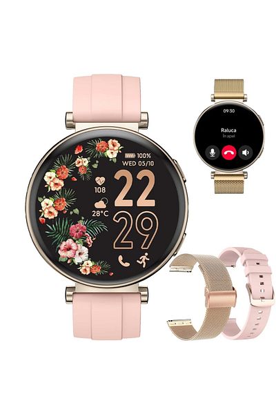 Smart Vibe Smartwatch AMOLED Ultra-Clear ViBE™ i9WEAR Bluetooth Call, Voice Assistant, Fitness 24/7, Gold